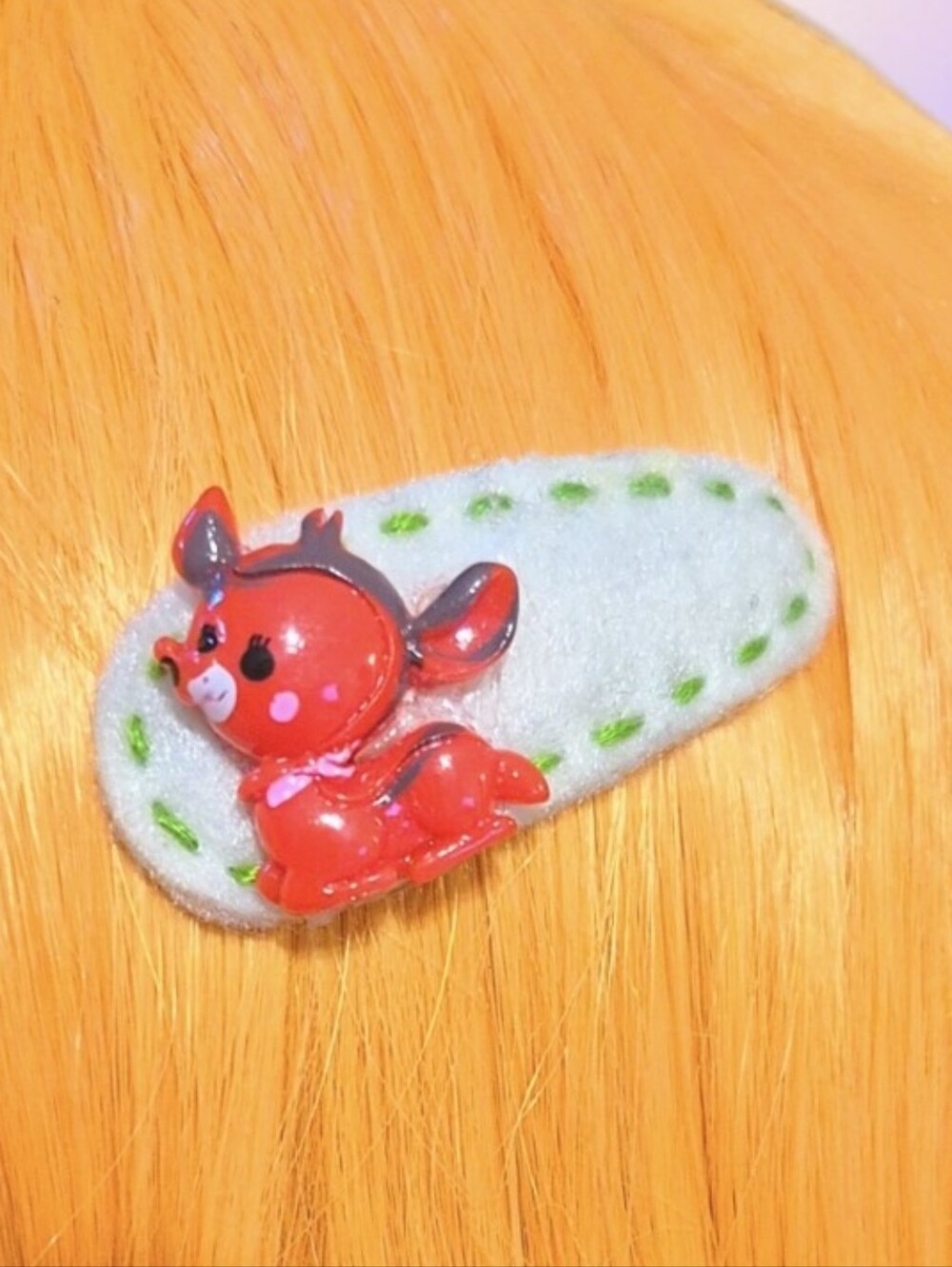 Handmade Felt Hair Clip With Little Red Deer